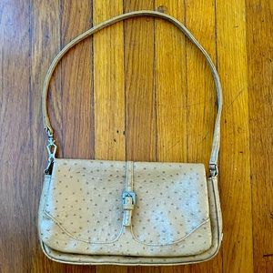 Vintage VTG 90s y2k XOXO Shoulder Bag Purse Faux Ostrich Leather Tan Beige